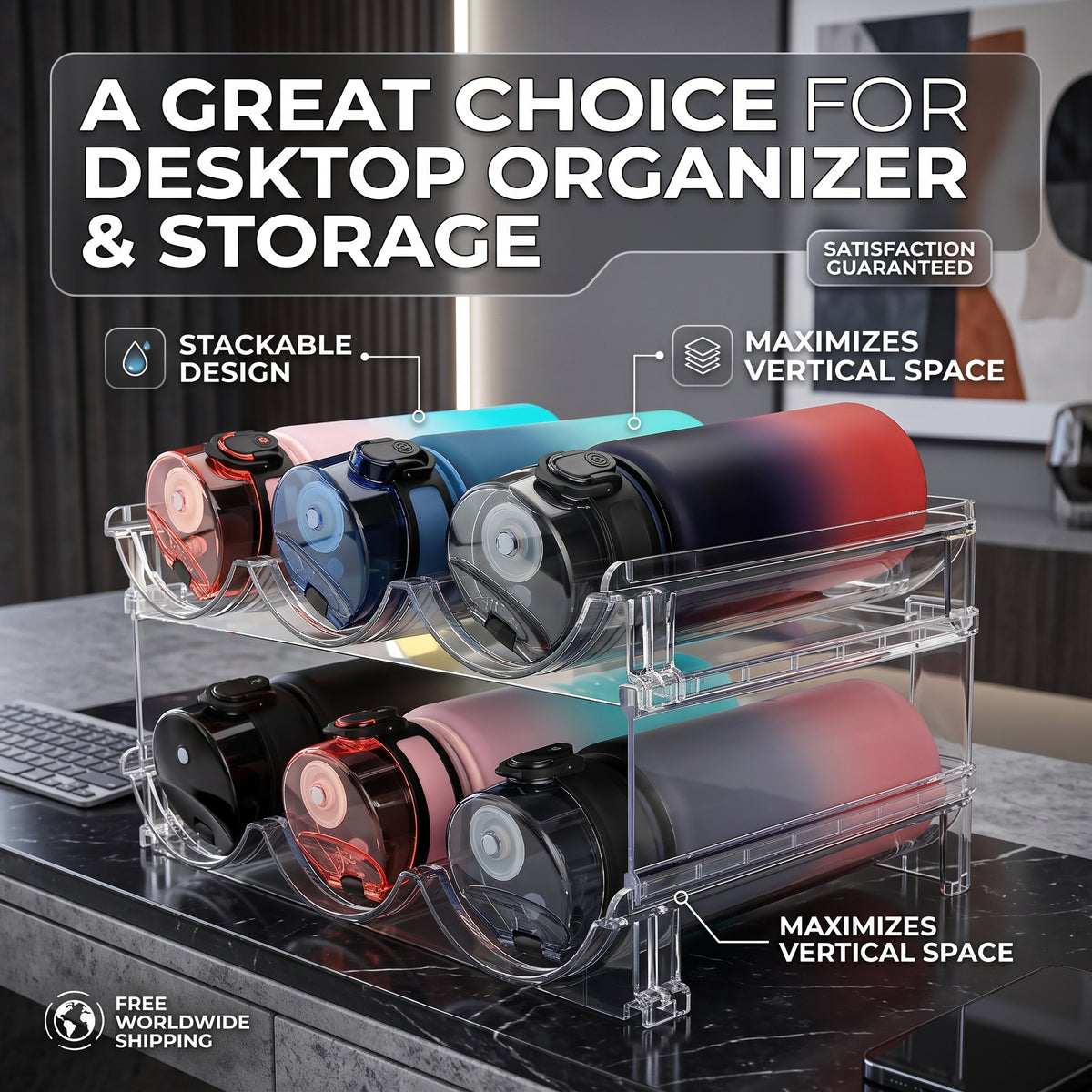 SipStack™ 2.0 - The Best Water Bottle Organizer
